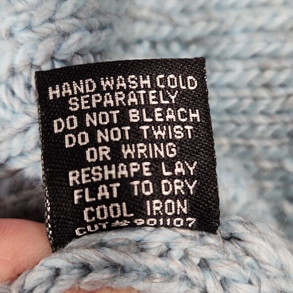 ☔️🔸️BCBGMaxAzria Blue Variegated Alpaca Single Button Cardigan Sweater Large - Picture 12 of 12